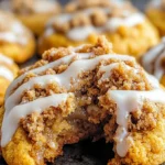 Pumpkin Cinnamon Crumb Cookies with Sweet Icing Drizzle