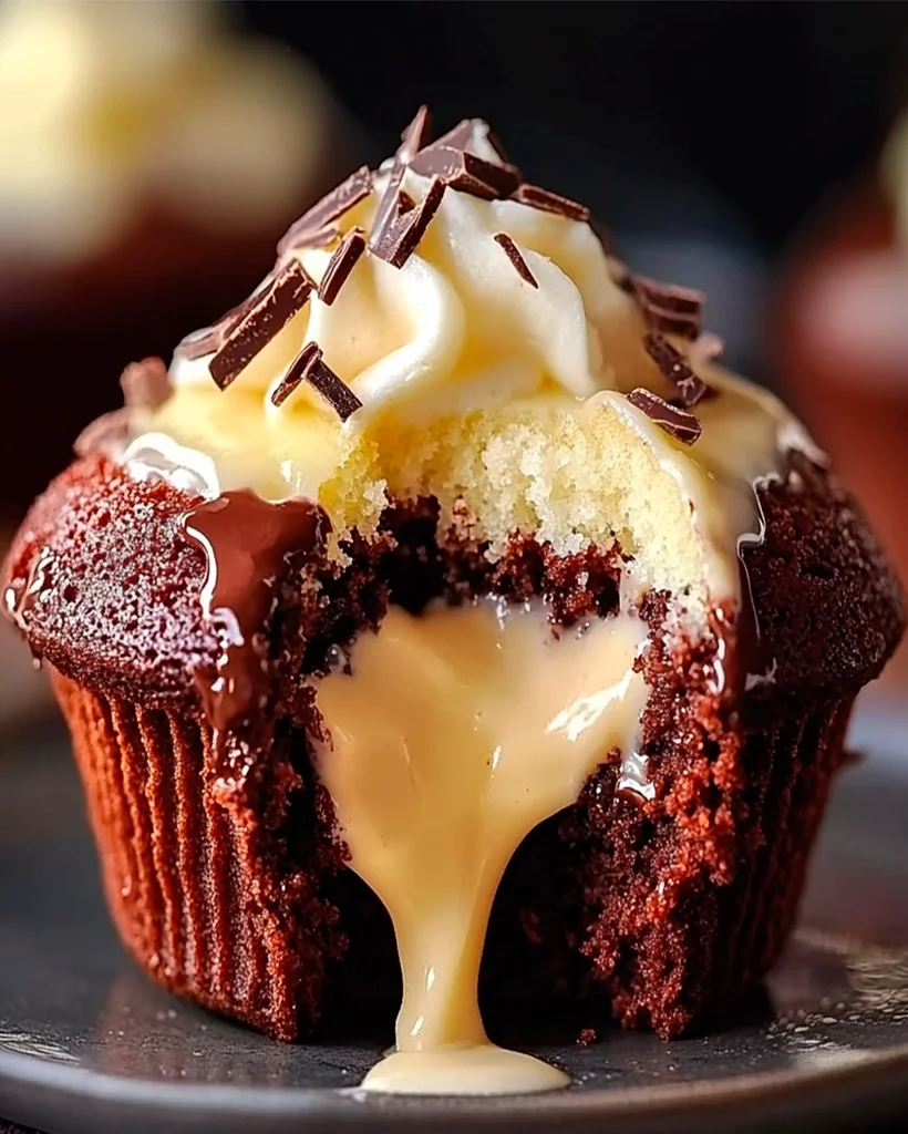 Molten Chocolate Lava Cupcakes with Creamy Filling