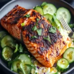 Blackened Miso Salmon with Coconut Cucumber Salad Recipe