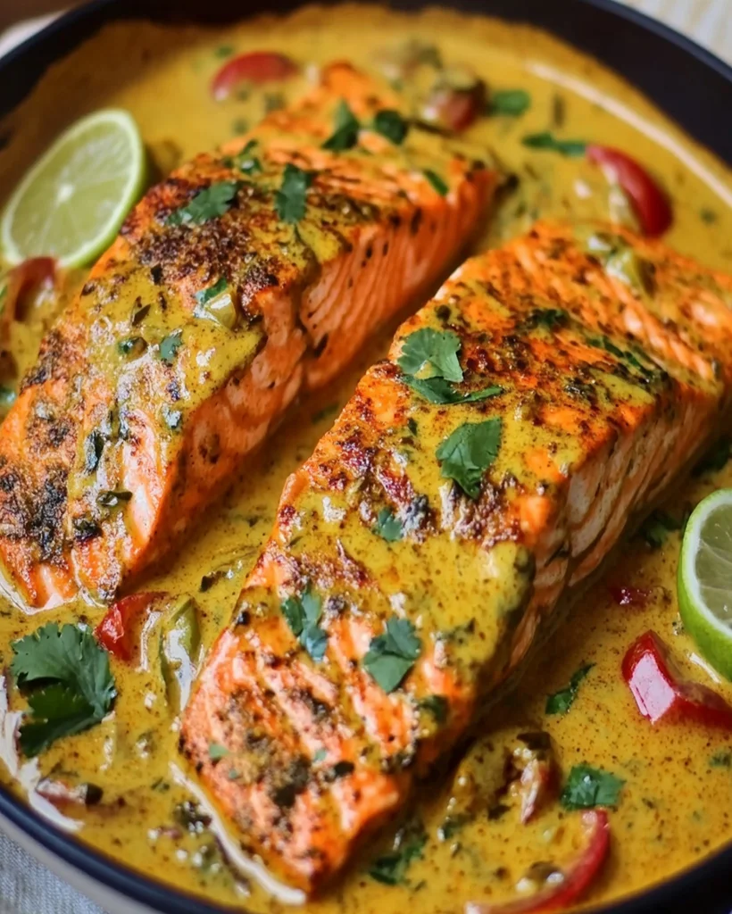 Caribbean-Style Coconut Curry Salmon Recipe | Flavorful & Easy