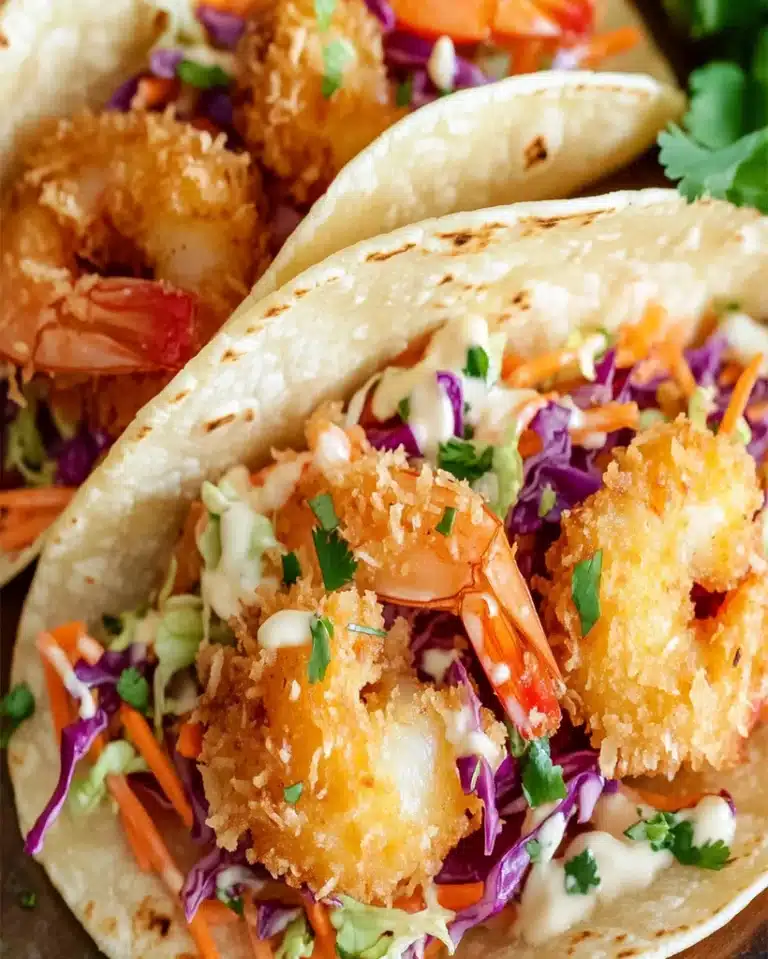 Coconut Shrimp Tacos Recipe with Pineapple Slaw | Easy & Quick