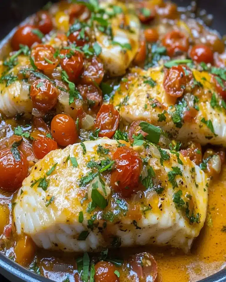 Cod in Tomato Lemon Butter Sauce - Quick, Healthy Recipe