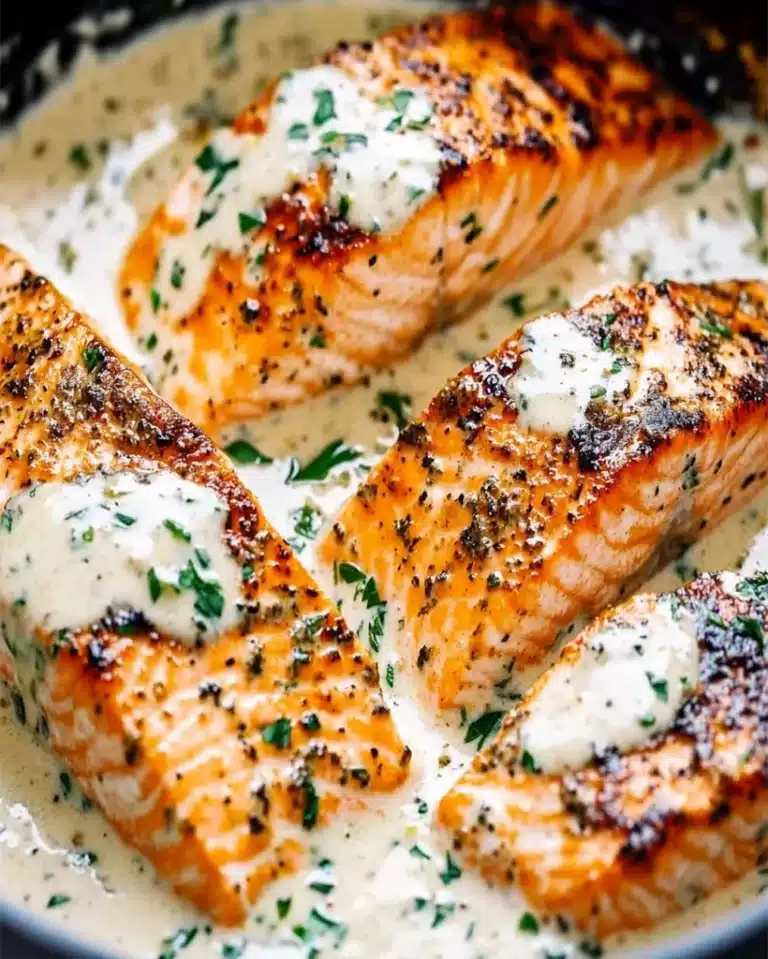 Creamy Salmon Recipe with Lemon Garlic Cream Sauce