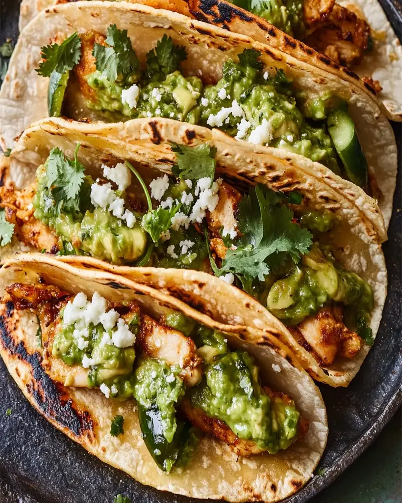 Crispy Poblano Chicken Tacos with Avocado Salsa Recipe