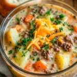 Crockpot Creamy Potato & Hamburger Soup – Easy Recipe