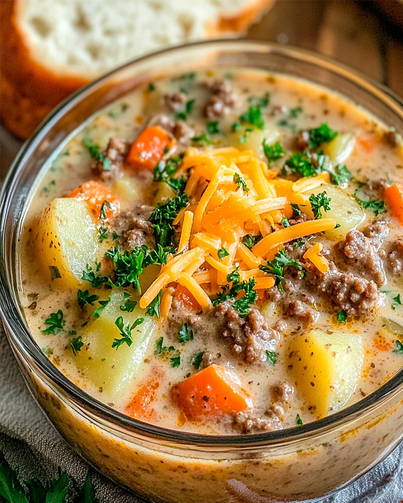 Crockpot Creamy Potato & Hamburger Soup – Easy Recipe