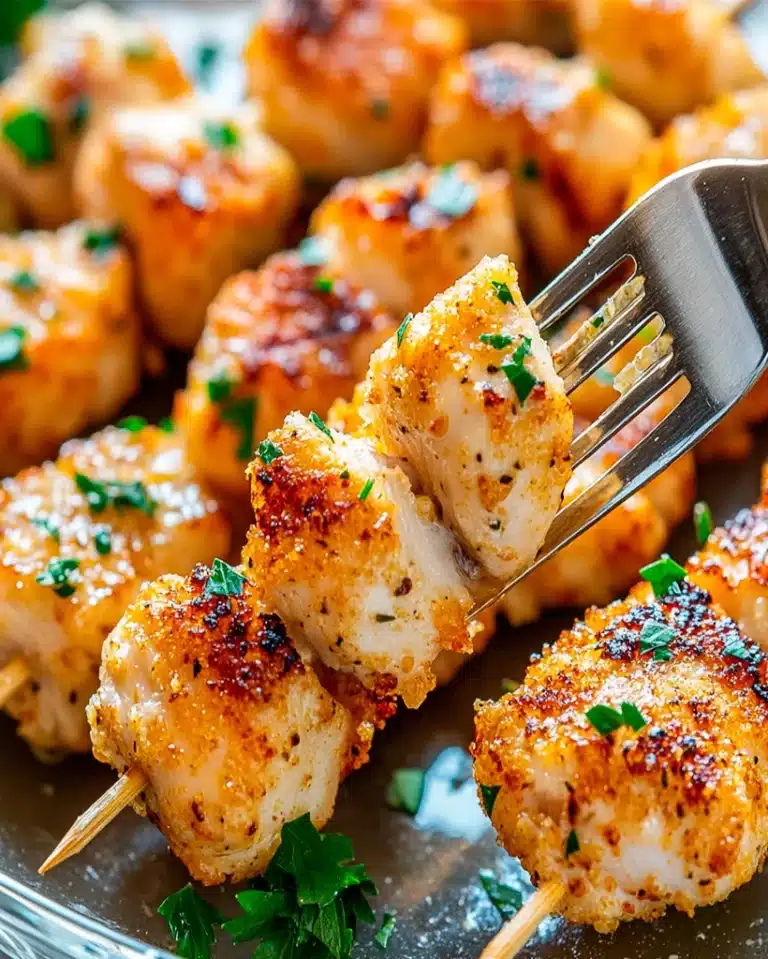 Garlic Parmesan Chicken Skewers - Easy, Juicy, and Flavorful