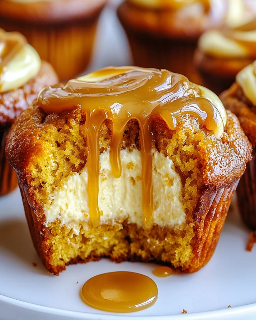 Pumpkin Cream Cheese Muffins with Caramel Swirl Recipe