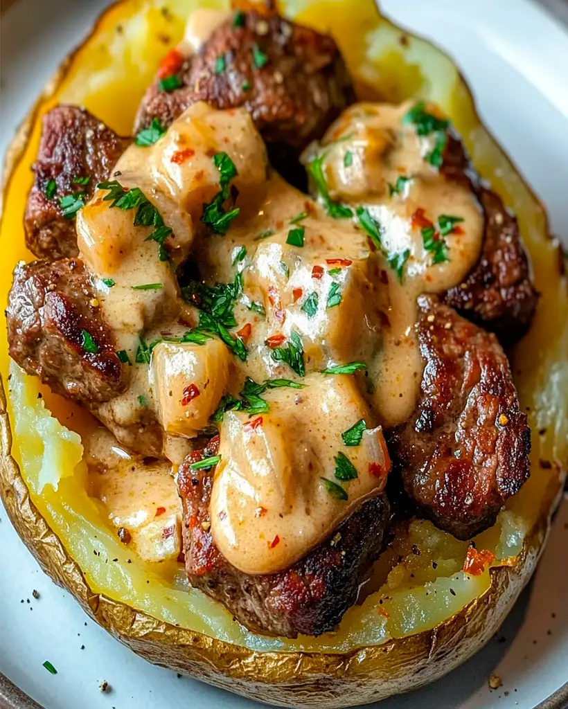 Loaded Baked Potato with Steak Bites Recipe - Easy & Tasty