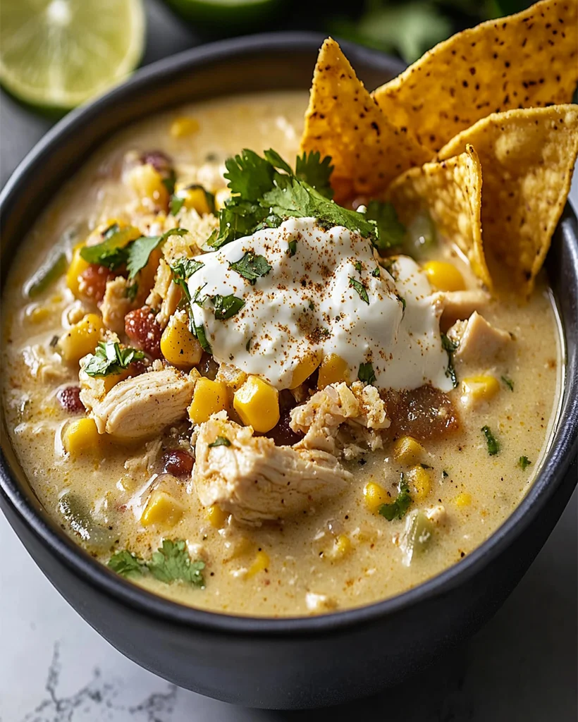 Mexican Street Corn White Chicken Chili - Easy & Creamy Recipe