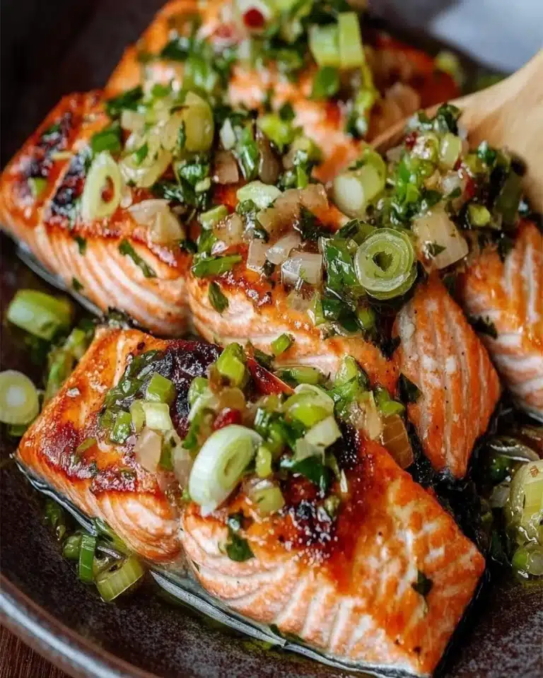 Miso Butter Salmon Recipe with Scallion Salsa Verde