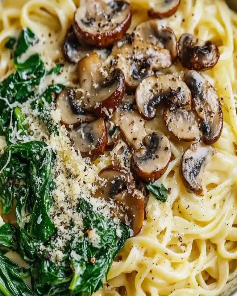 One-Pot Garlic Parmesan Pasta with Spinach & Mushrooms