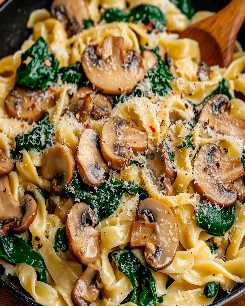 Parmesan Spinach Mushroom Pasta Skillet Recipe Easy