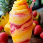 Pineapple Strawberry Swirled Slushies - Refreshing Drink