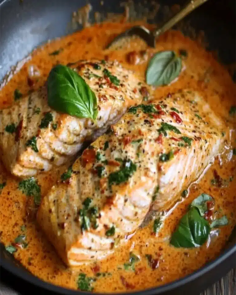 Salmon in Creamy Red Pesto Sauce – Easy One-Skillet Meal