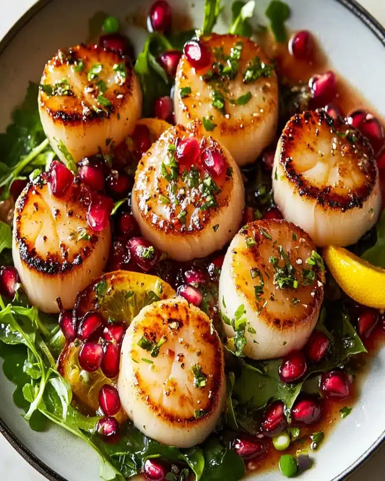 Seared Scallops with Pomegranate & Meyer Lemon Recipe