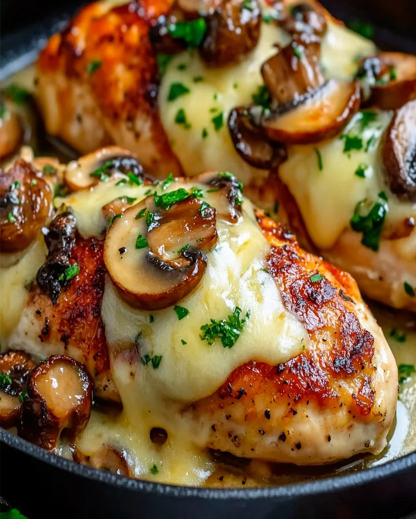 Cheesy Garlic Butter Mushroom Stuffed Chicken Recipe