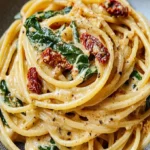 Spaghetti & Spinach with Sun-Dried Tomato Cream Sauce Recipe