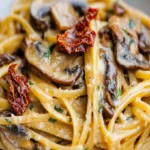 Sun-Dried Tomato Pasta with Mushrooms and Basil Sauce