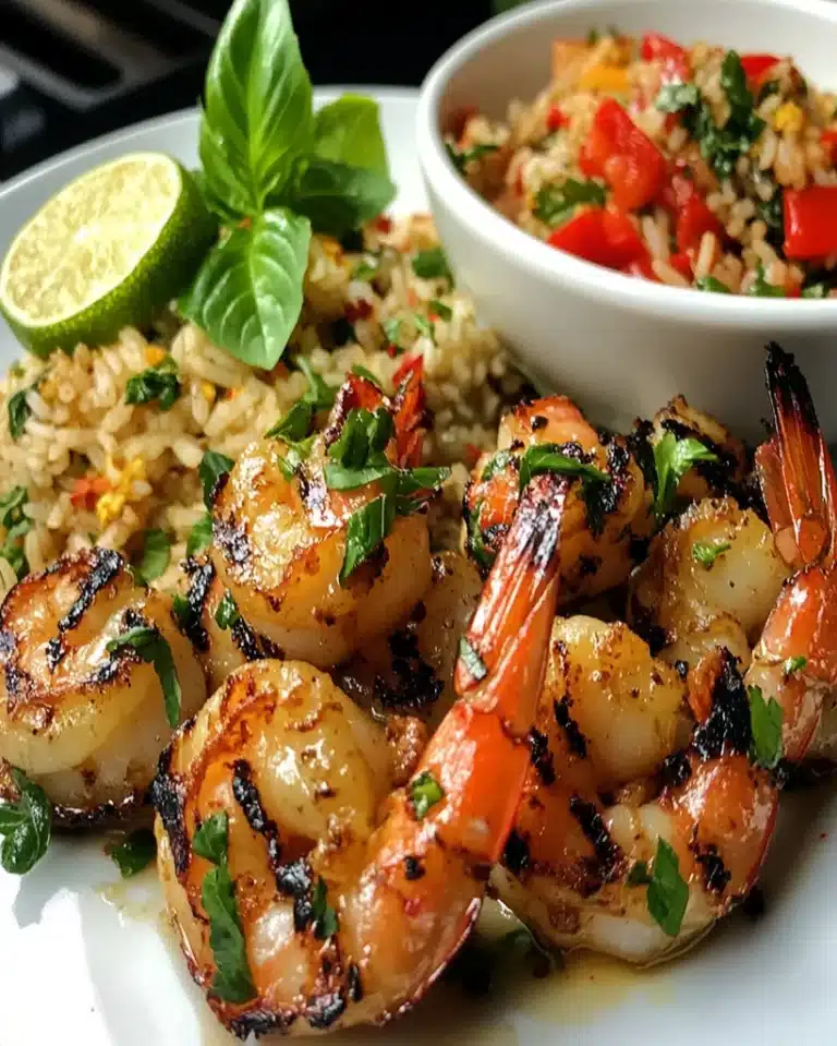 Thai Chili Lemongrass Grilled Shrimp with Lime Fried Rice