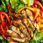 Try this grilled chili lime chicken fajita salad! A healthy, flavorful dish with juicy chicken, fresh veggies, and a tangy marinade.