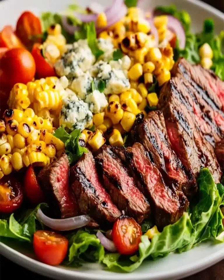 balsamic-steak-gorgonzola-salad-with-grilled-corn-recipe