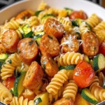 Chicken Sausages with Zucchini and Pasta