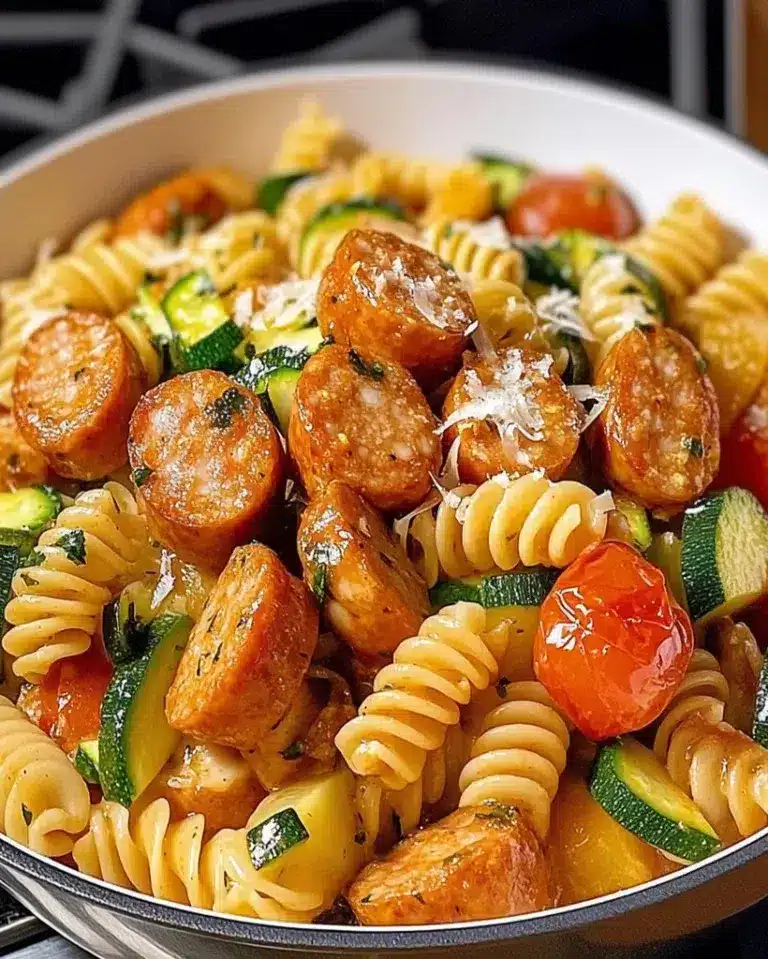Chicken Sausages with Zucchini and Pasta