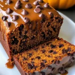 Pumpkin Chocolate Chip Loaf Cake with Caramel Drizzle