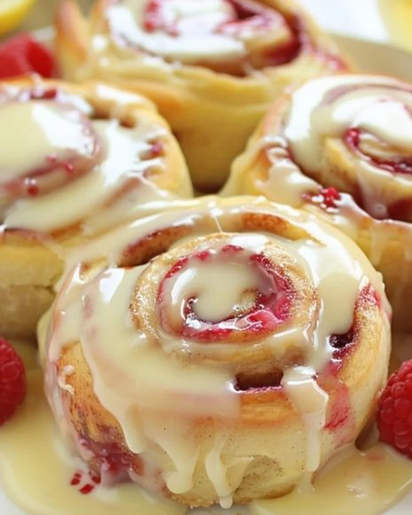 Raspberry Cinnamon Rolls with Lemon Glaze Recipe