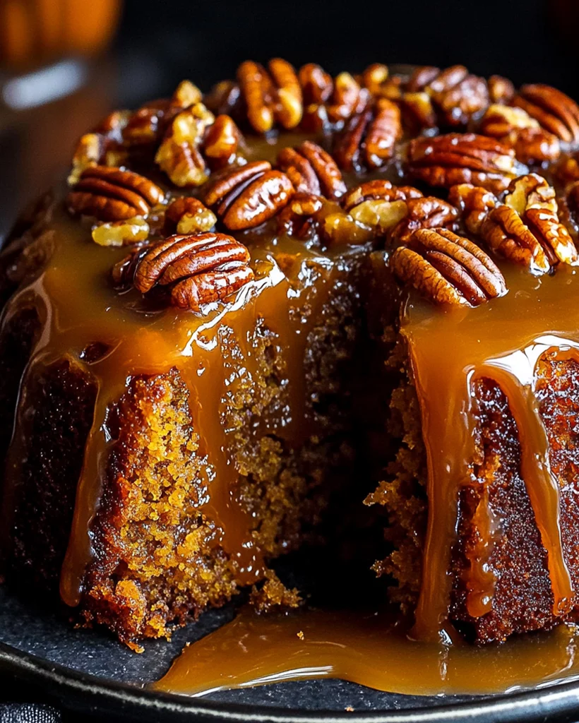 Praline Upside-Down Pumpkin Cake – Easy Fall Dessert Recipe