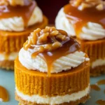 Mini Pumpkin Cheesecake Bites with Caramel Topping