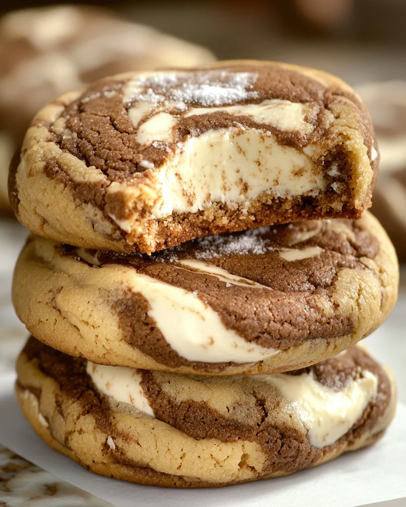 Coffee Swirled Marbled Chocolate Cream Cheese Cookies