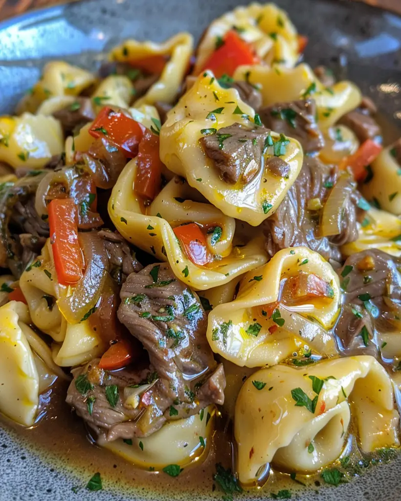 Cheesesteak Tortellini Recipe in Creamy Provolone Sauce