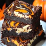 Halloween Pumpkin Cheesecake Brownies | Spooky Treats