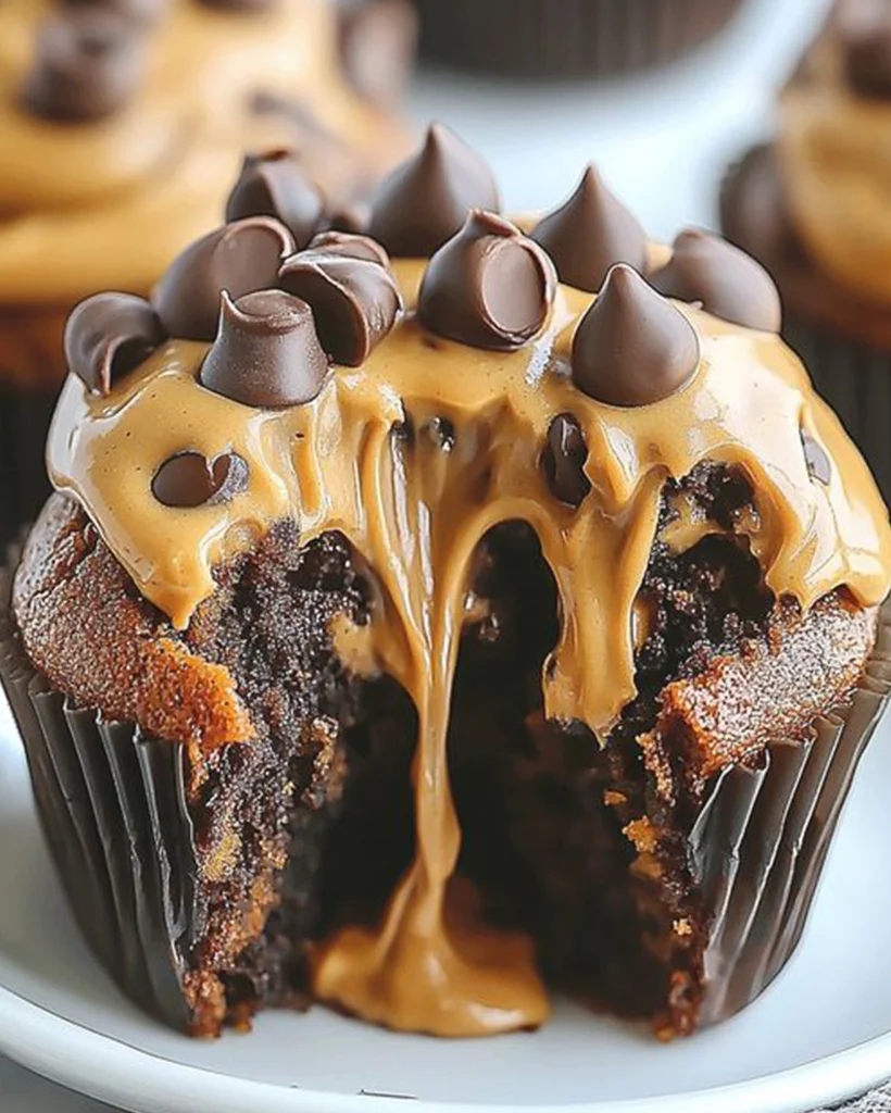 Chocolate Peanut Butter Lava Cupcakes