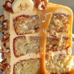 Banana Pecan Caramel Cake Recipe | Easy Layer Cake