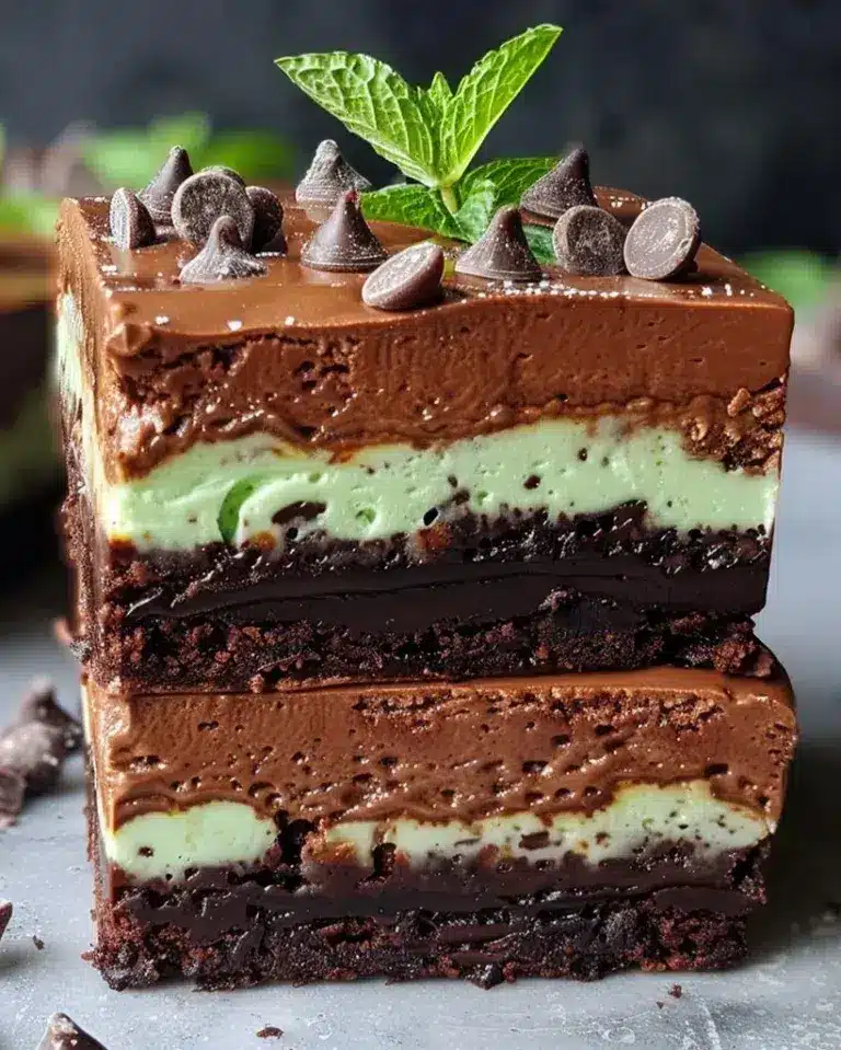 Chocolate Mint Fudge Brownies with Creamy Mint Layer
