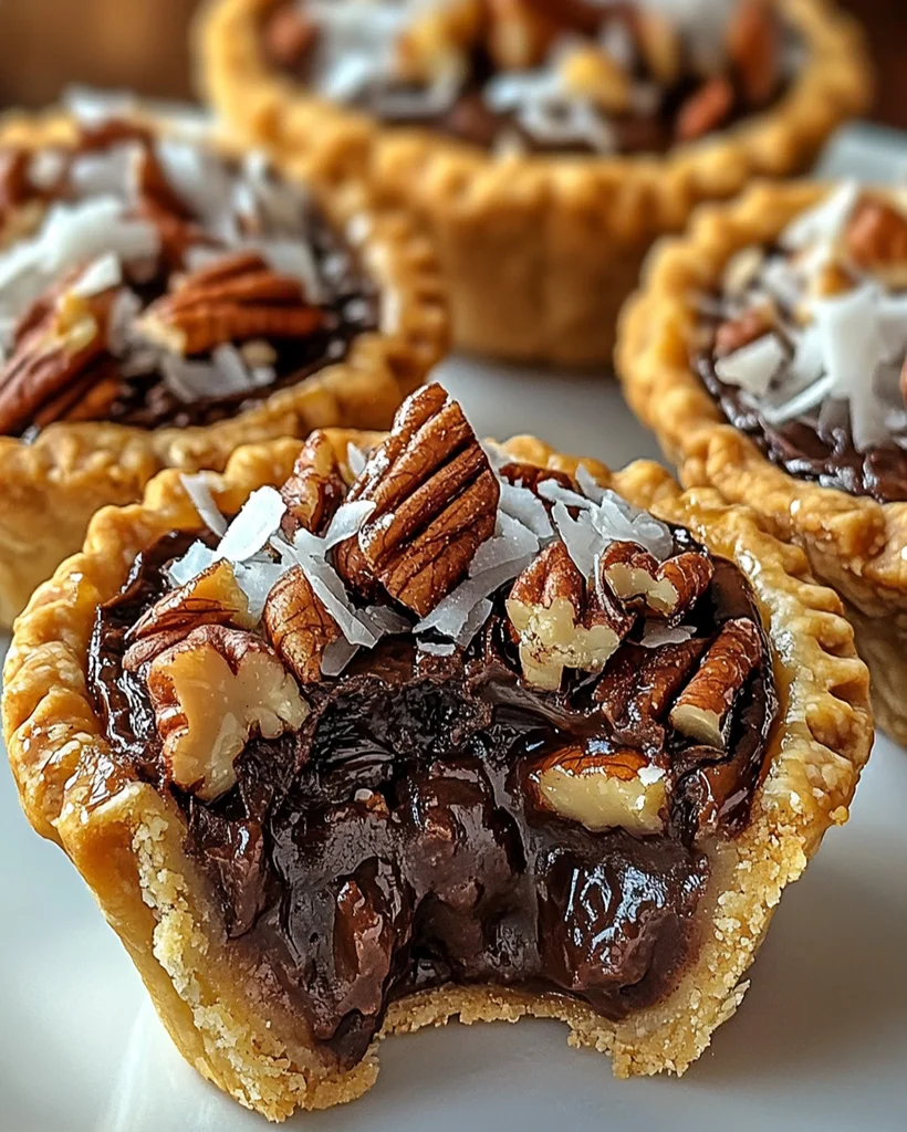 Mini Chocolate Coconut Pecan Tarts | Easy Dessert Recipe