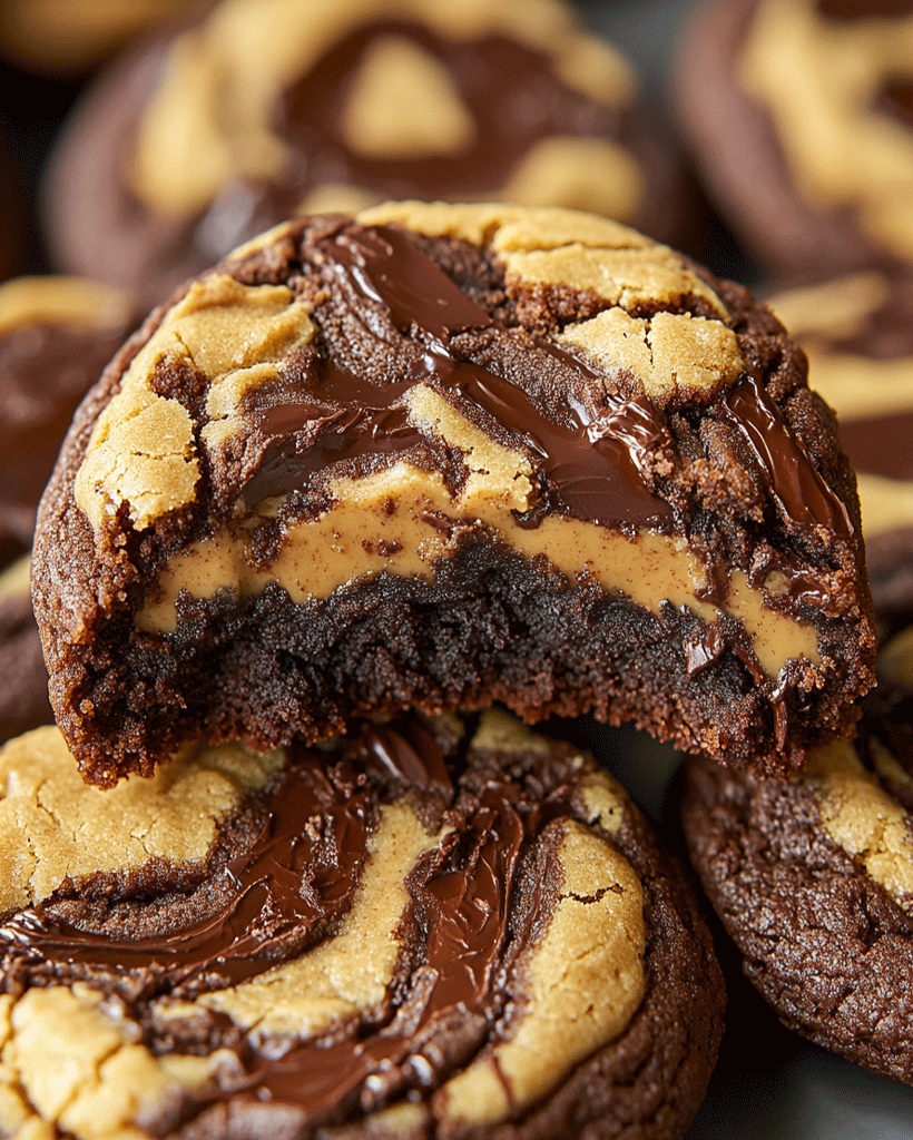 Peanut Butter Chocolate Swirl Cookies - Gooey Delights