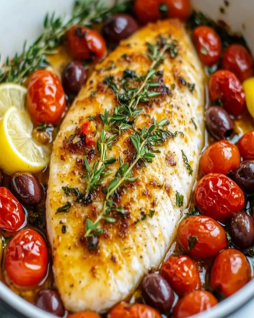 Baked Fish with Cherry Tomatoes and Olives – Easy Recipe