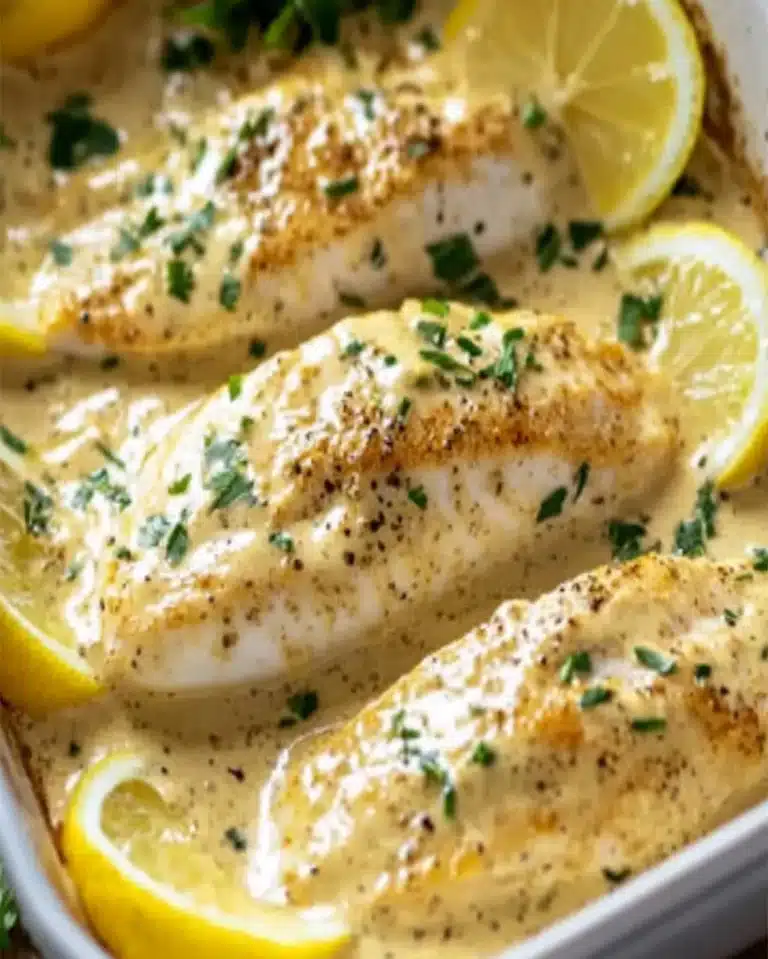 Baked Fish with Lemon Cream Sauce – Quick & Easy Recipe