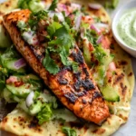 Blackened Salmon Recipe: Grilled Naan with Lime Slaw