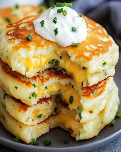 Cheese & Chive Pancakes Recipe | Fluffy & Savory Breakfast