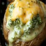 Cheesy Baked Potatoes with Broccoli Cheese Sauce | Easy Recipe