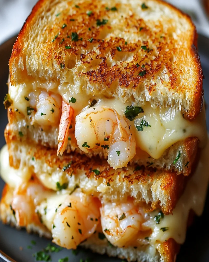 Cheesy Garlic Bread Shrimp Grilled Cheese Recipe - Delicious!