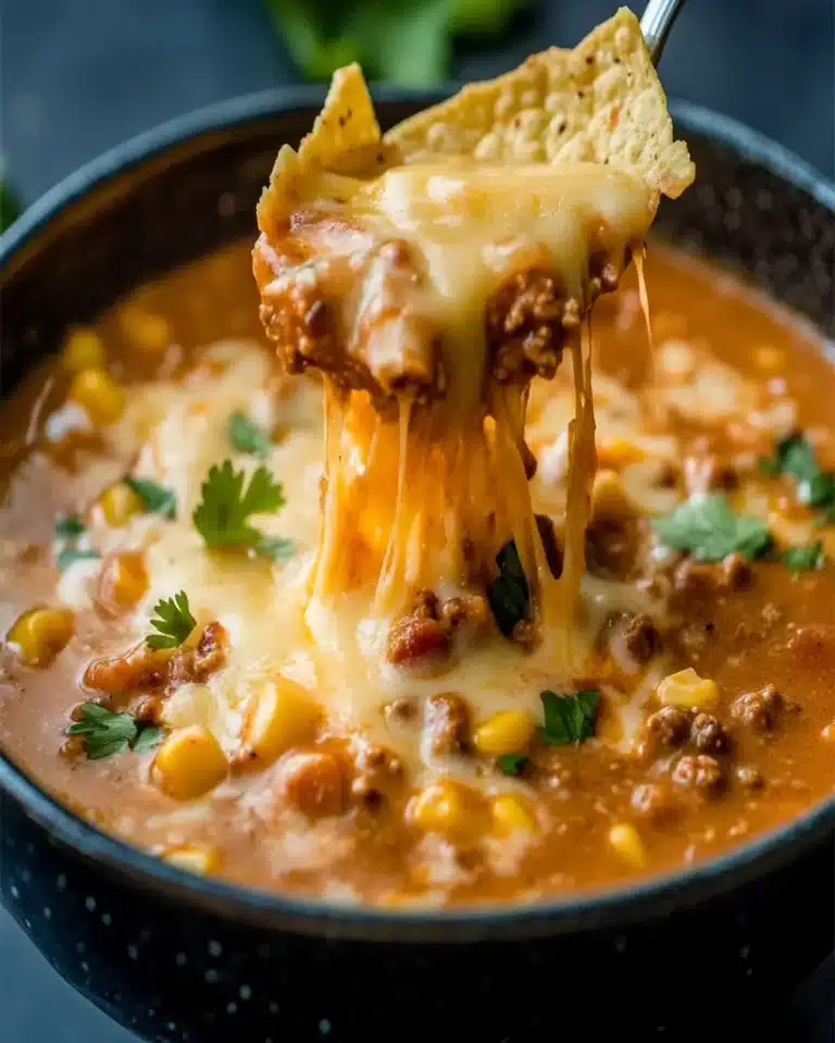 Cheesy Ground Beef Enchilada Chili - Easy, Hearty & Flavorful