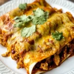 Chicken Enchiladas with Refried Beans and Homemade Sauce