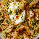 Chicken Spaghetti with Burrata & Lemon Garlic Sauce Recipe