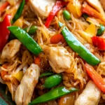 Chicken and Rice Noodles Stir Fry - Quick and Easy Recipe